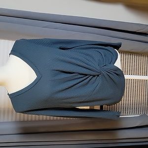 Anthropologie Akemi + Kin Waffle Knit Long Sleeve Knot Front Top Size Small